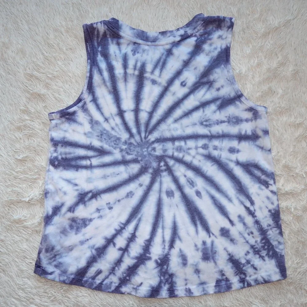 Girls Size 8 Justice Swim Sport Blue and White Tie Dye Tank Top